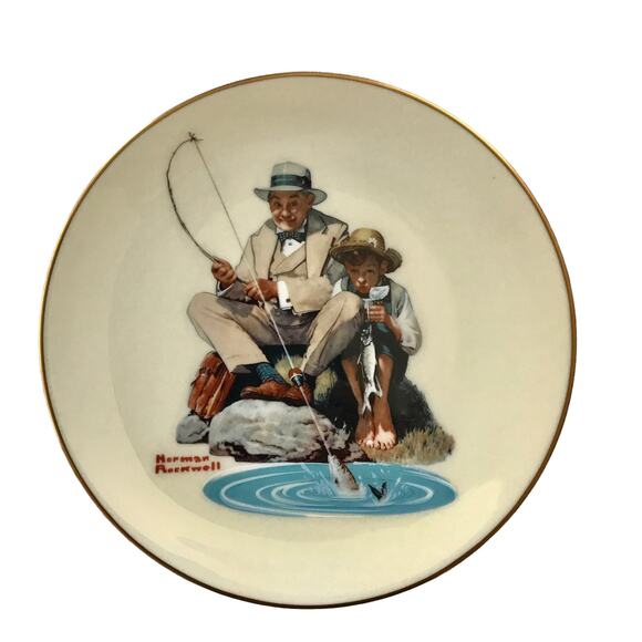 Norman Rockwell Vintage Porcelain Plate "Catching the Big One" - Picture 1 of 5